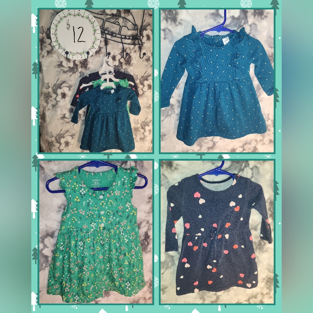 Carters 12 month Dresses Lot Set of 3 Toddler Infant 1 Year Clothes